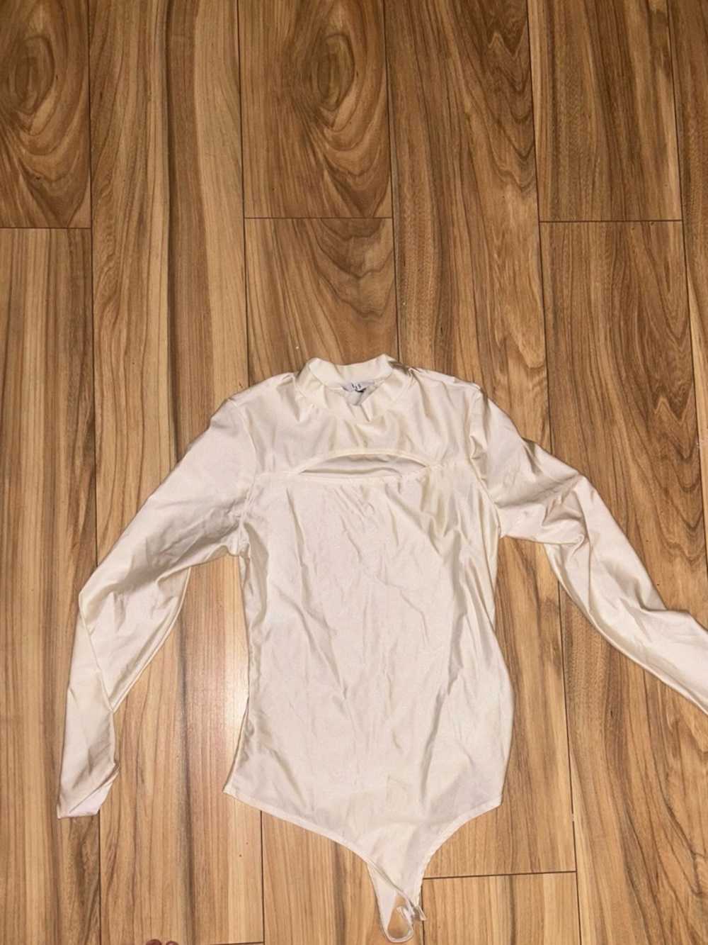 Long-Sleeve Cream Bodysuit Shirt